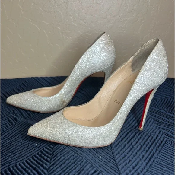 ❌SOLD ON EBAY❌Authentic Christian Louboutin White Glitter 37.5 - Picture 3 of 8